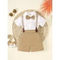 thumbnail image 2 of A Three-Piece Set for Baby Boys Featuring a White Short-Sleeve Shirt, Khaki Shorts, And a Complimentary Belt with a Bow Tie, for Outdoor, 2 of 8