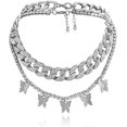 thumbnail image 1 of Big Butterfly Pendant Necklace Rhinestone Chain for Ladies Girls Shiny Gold Silver Chain Shiny Crystal Necklace Jewelry Gifts, Rhinestones, Rhinestones, 1 of 5