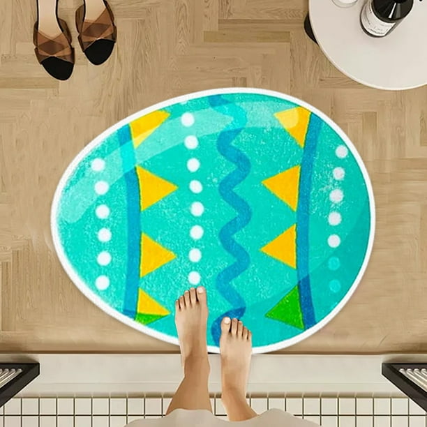 Xihbxyly Tapete de Pascua, Alfombra de Lana Sintética con Estampado de Dibujos Animados, Antideslizante, para La Entrada Del Baño, Suave y Cómodo, Versátil para Todo El Año, Decoración Navideña para