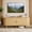 Oak, variant on Easoger 70" Sliding Door TV Stand with Charging Station, Fluted Vertical Grille Wood Entertainment Center, Curved Oval Shape Storage Cabinet, Oak