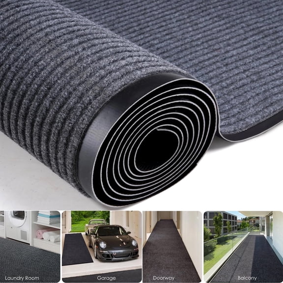 Qunbio Commercial Carpet Runner, 3'x10' Gray, Rubber Backed Entrance ...