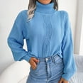 thumbnail image 5 of Vedolay Women's Turtleneck Sweater 2023 Long Sleeve Knitted Sweater Jumper Blue,L, 5 of 5