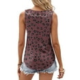 thumbnail image 4 of Shirts for Women Sleeveless Ruffle Collar Round Neck Printed Casual Tank Top Wine S, 4 of 6