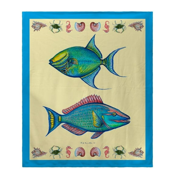 Betsy Drake Parrot and Trigger Fish Throw