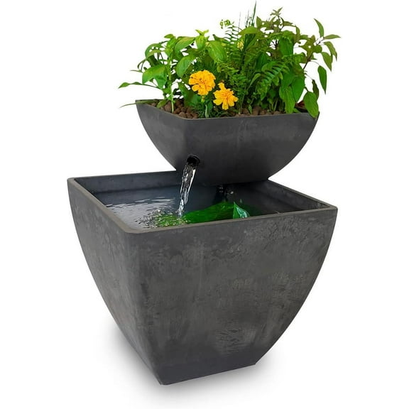AquaSprouts Fountain: Hydroponic, Aquaponic, Water Garden Kit, Charcoal, 8 Gallons