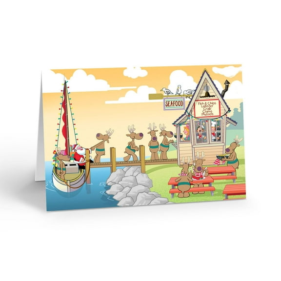 Stonehouse Collection Sailboat Christmas Greeting Card Set, Boating Holiday Cards, 12 Cards with Envelopes – Made in the USA (Standard)