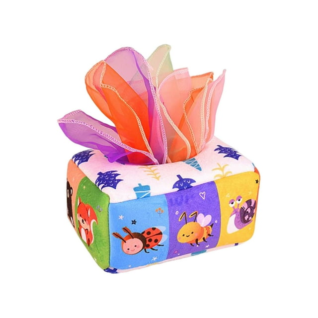 Caja de pañuelos para Juguete Juguetes de aprendizaje temprano Colorido Malabarismo Pañuelos de baile Juguetes sensoriales arrugados ños , Animal SM SunniMix Juguetes sensoriales
