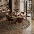 thumbnail image 3 of BERTHMEER Brown Round Area Rugs 8'x8' Washable Rugs for Living Room Bedroom Office Dining Room Non-slip Vintage Floral Oriental Traditional Rugs, 3 of 8