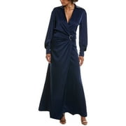 Halston womens Ivon Gown, 8, Navy