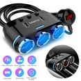thumbnail image 3 of 12V 3 Way Car Cigarette Lighter Socket Splitter Dual USB Charger Power-Adapter0, 3 of 8