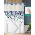 thumbnail image 2 of No Hook Shower Curtain with Snap-in Liner, Eucalyptus Leaves Waterproof Fabric Bathroom Curtains, Purple Green Botanical Vines Floral Bath Curtains & Mesh Top Window 72"x84" Long, 2 of 6