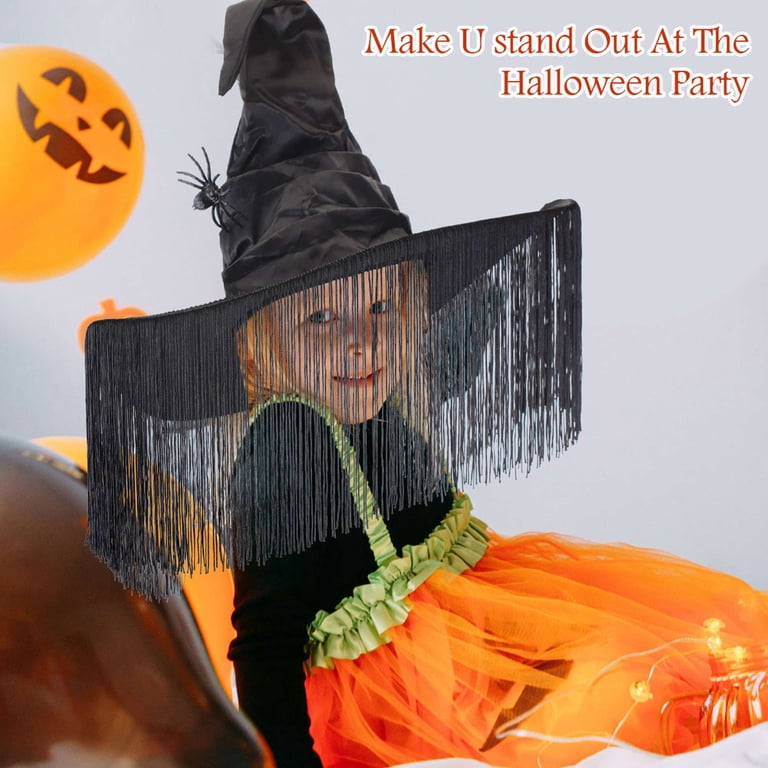 Gustave Halloween Black Witch Hat with Spider & Tassel Veil  display picture 1