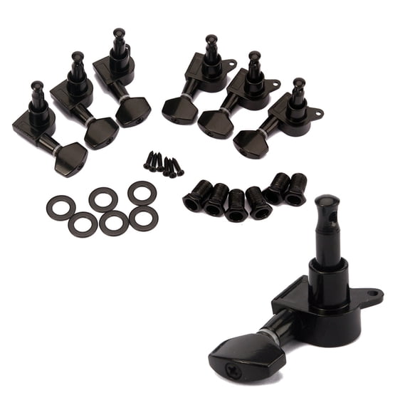 unbranded 6 PCS Acoustic Guitar Machine Heads Locking Tuners Tuned HA06 Automatic Rod Replacement Black