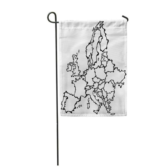 POGLIP Albania Drawing Map of Europe Austria Belarus Belgium Border Garden Flag Decorative Flag House Banner 12x18 inch