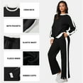 thumbnail image 2 of SHEWIN Womens Sweatsuits 2 Piece Set Fleece Lined Outfits Crew Neck Colorblock Long Sleeve Sweatshirt Jogger Pants Tracksuit Set with Pockets, 2 of 8