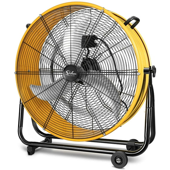 Simple Deluxe 24 Inch Heavy Duty Metal Industrial Drum Fan, 3 Speed Air Circulation for Warehouse, Greenhouse, Workshop, Patio, Factory and Basement - High Velocity - ETL Listed, Yellow, HIFANXDRUM24