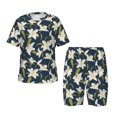 thumbnail image 1 of Fotbe Lilies Flowers Pijama Estampada de 2 Piezas para Niños – Ropa de Dormir de Manga Corta Cómoda para Niños y Niñas, Camiseta y Shorts de Algodón-4X-Large, 1 of 6