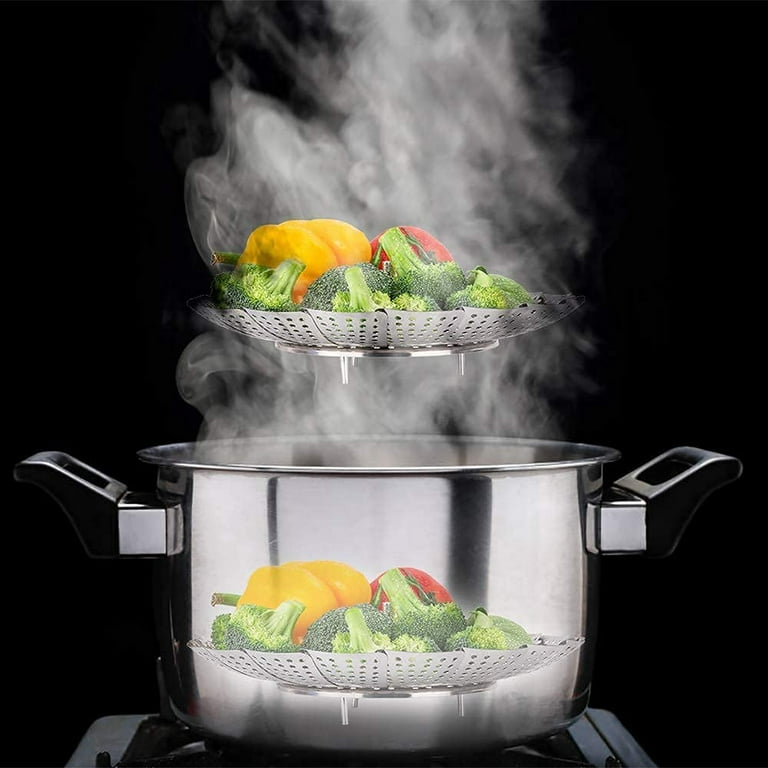 Vegetable Steamer Basket, Premium Stainless Steel Veggie Steamer Basket for  cooking - Folding Expandable Steamers to Fits Various Size Pot (Large(6.1