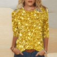 thumbnail image 1 of Fiudx Ofertas Flash Del Día Solo En Línea Blusa Holgada con Cuello Redondo Retro y Manga Tres Cuartos a La Moda para Mujer, 1 of 5