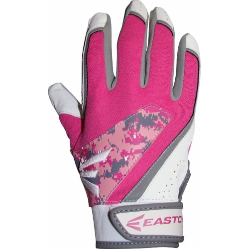 Large Easton Rival Fastpitch Batting Gloves Pair Youth Grey/Pink/White 