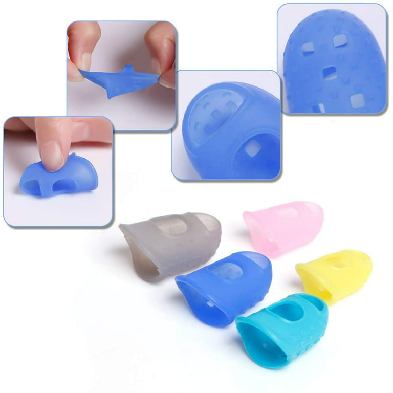 PATIKIL Rubber Finger Tips, 32 Pack Silicone Thumb Fingertip Protector  Covers Pads Thimble for Guitar Playing Office Counting Sewing, Blue, Sky  Blue 4 Size