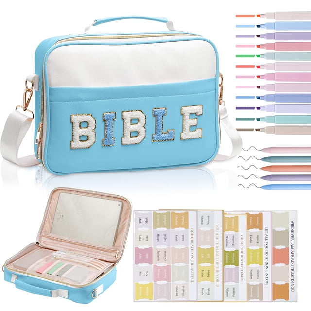 Funda Bíblica KOPKOFT para mujer con accesorios, color azul