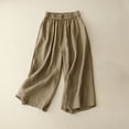 thumbnail image 3 of REALiKUN Womens Casual Loose Elastic Waist Cotton Trouser Cropped Wide Leg Pants, 3 of 3