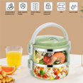 thumbnail image 4 of Insulated Lunch Box Stackable Stainless Steel Food Container Leakproof Adult Kids Large Lunchbox  Green  Dual-Layer, 4 of 9