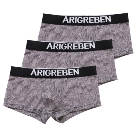 

Men s Lace Full Transparent Boxers Briefs Low-Rise Soft Breathable Underpants 3D U-convex Erotic Boyshorts L-XXL(3-Packs)