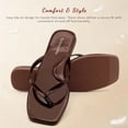 thumbnail image 3 of Womens Square Flip Flops, Patent Leather Flat Sandals with Memory Foam Insole, Non-Slip Lightweight Minimalist Open Toe Summer Vacation Dressy Beach Essentials Slippers, 3 of 7