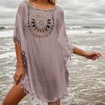 thumbnail image 2 of Women's Swimsuit Coverup Crochet Chiffon Tassel Cover Ups Dress Summer Swimwear Beach Lace Pullover Bathing Suit Khaki, One Size, 2 of 6