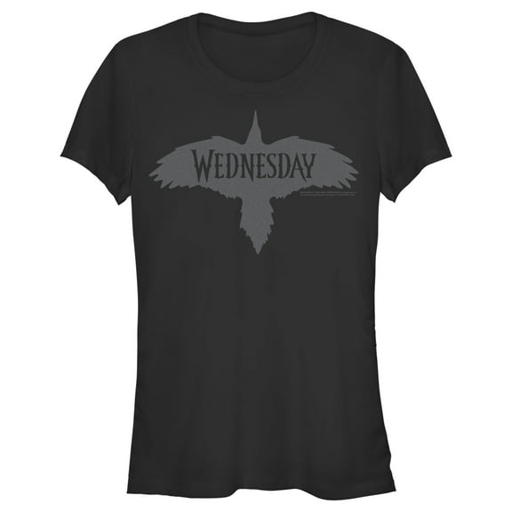 Junior's Wednesday Raven Logo  Graphic Tee Black 2X Large