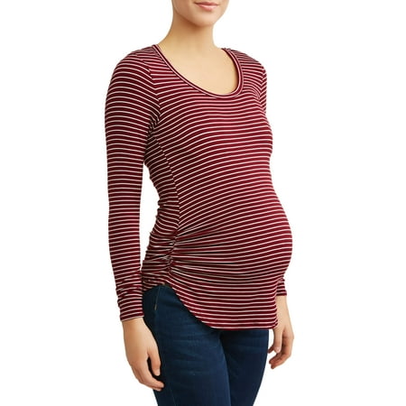 Side Ruched Cap Sleeve Top - Maternity Long Sleeve Side Ruched Top