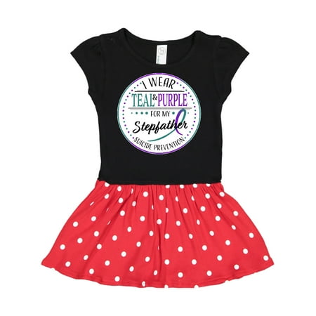 

Inktastic Suicide Prevention- I Wear Teal and Purple for My Stepfather Gift Toddler Girl Dress