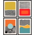 thumbnail image 3 of PixonSign Framed Wall Art, Mid-Century Modern 1980s Geometric Prints, Set of 4 Color Blocks Posters Wall Decor, Classic Contemporary Artwork Wall Décor for Living Room, Bedroom - 8"x10" Black, 3 of 5