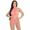 thumbnail image 3 of Leg Avenue Women's 2PC Crochet Lace Halter Crop Top with Strappy Back and Thong, 3 of 6