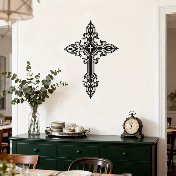 HELLOYOUNG Metal Wall Cross Christian Symbol, Religious Wall Decoration, Easter Gift for Jesus Christ, Indoor/outdoor Spiritual Hanging Metal Sign