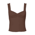 thumbnail image 5 of ZHOGXU Camisole For Women Sleeveless Tank Tops Solid Color Square Neck Ruffle Back Comfortable Stretchy Slim Fit Vest For Daily Wear,Brown,L, 5 of 5