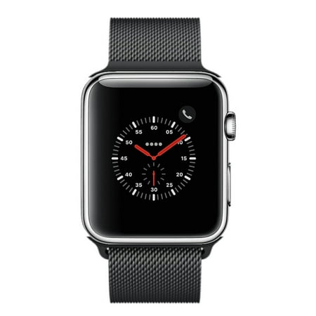 Apple Watch Series 3, 42MM, GPS + Cellular, Stainless Steel Case, Black Milanese Loop (Non-Retail Packaging)