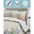 thumbnail image 3 of Full Size Quilt Bedding Set, Pink Orange Flowers Reversible Summer Quilt 3 Pieces, Spring Floral Farmhouse Botanical Rustic Lightweight Bedspreads Coverlets with 2 Pillow Shams for All Seasons, 3 of 5