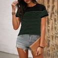 thumbnail image 4 of Hilenly Women's Short Sleeve Striped Shirt Summer Crewneck T Shirts Basic Tees Tops, 4 of 7
