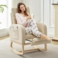 thumbnail image 6 of Rocking Chair,Nursery Upholstered Modern Glider Rocker with Padded Seat,High Backrest Comfy Armchair with Extendable footStool for Living Room Bedroom Balcony Offices, 6 of 6