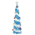 thumbnail image 2 of Christmas Tree with Lights Tinsel Christmas Tree Decoration Artificial Christmas Tree 4.92FT Foldable Pencil Tinsel Christmas Tree With Ball & Light for Xmas Home Office Party Decor, 2 of 9