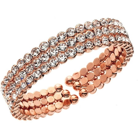 X & O 14kt Rose Gold-Plated Three-Row Honeycomb Cuff Bracelet, One Size