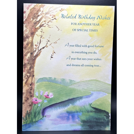 Happy Belated Birthday Greeting Card w/Envelope