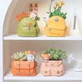 thumbnail image 4 of Cartoon Small Animals Backpack Fleshy Flower Pot, Household Desktop Storage Pen Holder Balcony Decoration Potted Plants(Hedgehog), 4 of 6