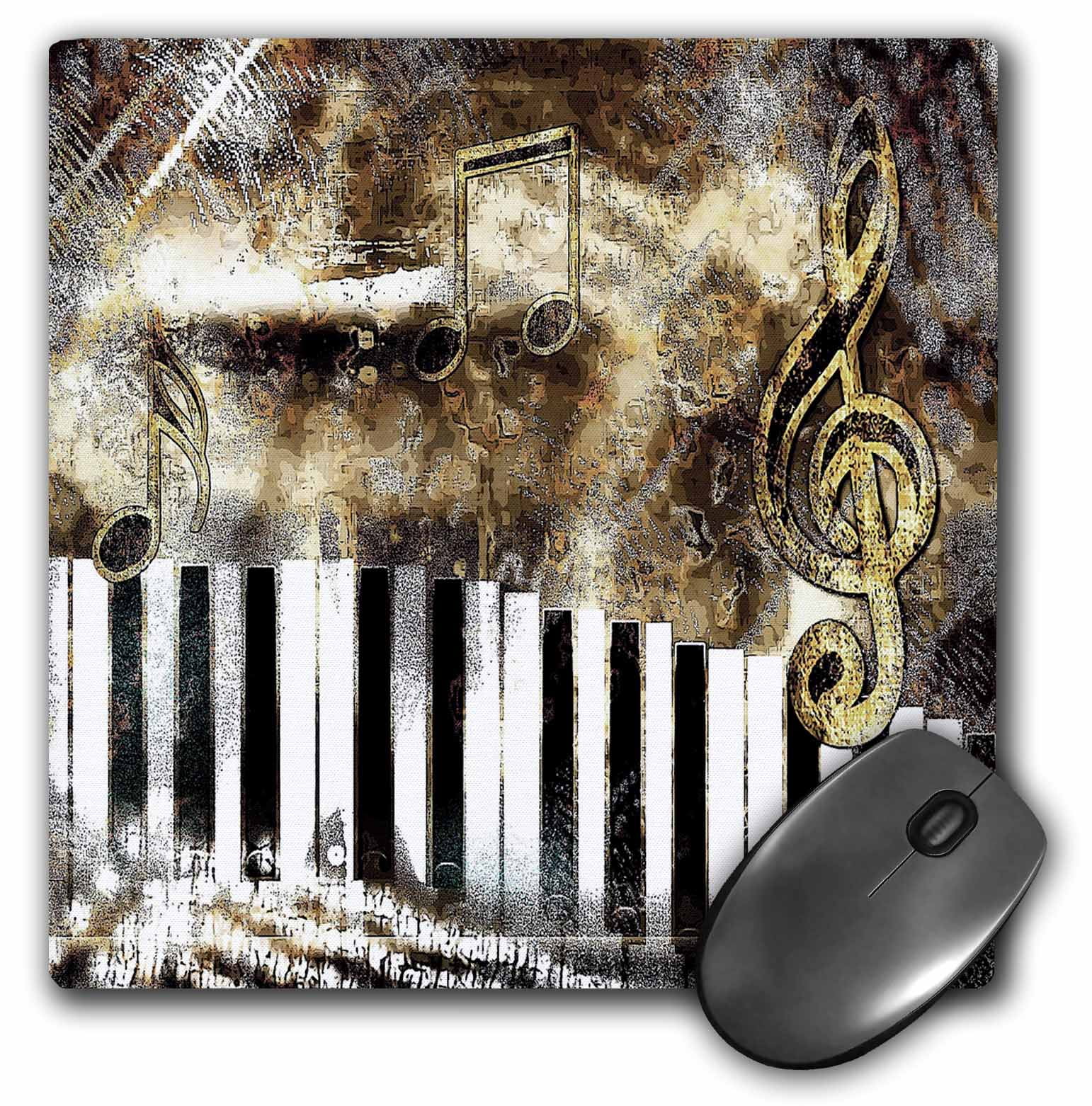 8 by 8-inch 3dRose 3D Rose A Wavy Keyboard On A Blue Abstract Background with Musical Notes-Framed Tile ft_111605_1 