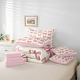 thumbnail image 6 of Feelyou Fashion Pink Ribbon Bedding Comforter Set 7 Pieces for Kids, Polkadots Bowknot Full Bedding Set, Kawaii Bow-tie Bow Reversible Fitted Sheet Flat Sheet, Lightweight Room Decor, 6 of 8