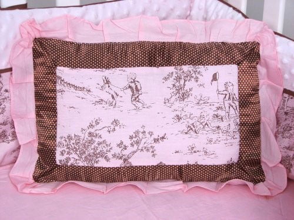 Soho Pink & Brown French Toile Baby Crib Nursery Bedding Set 13 pcs included Diaper Bag with Changing Pad & Bottle Case - image 3 of 5