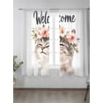 thumbnail image 2 of Watercolor Cat Sheer Curtains 2 Panels Set Garland Welcome Lihgt Filtering Rod Pocket Voile Drape, Semi Sheer Window Curtains for Bedroom Living Room, 52"x63", 2 of 5